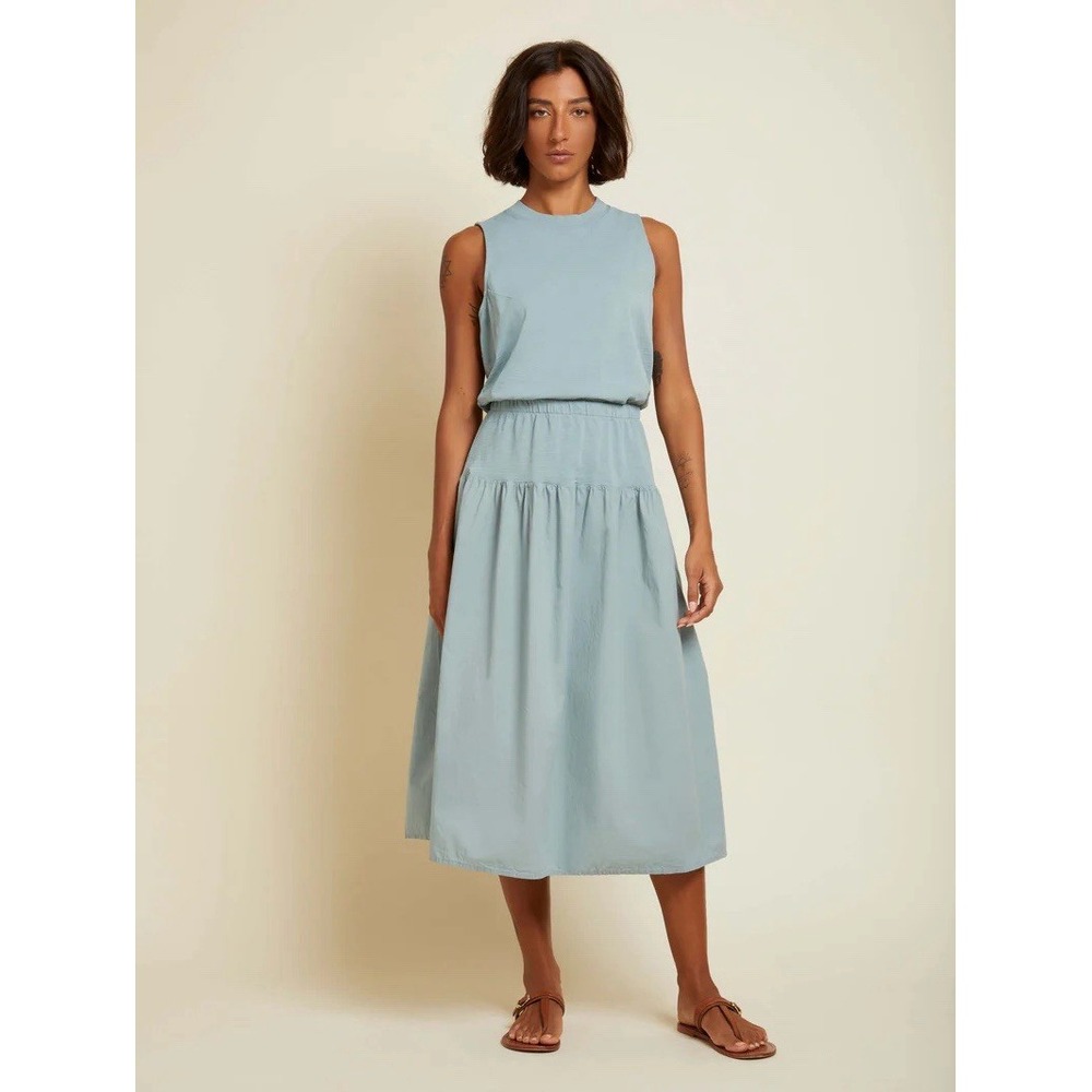 Nation LTD Callie 100% Cotton Sleeveless Midi Dress Dusty Blue Womens Medium